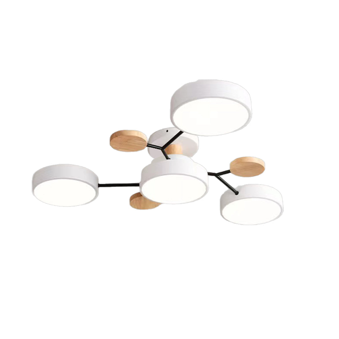 Sputnik Chandelier - Artistic Metal and Wood Ceiling Light for Kids' Rooms