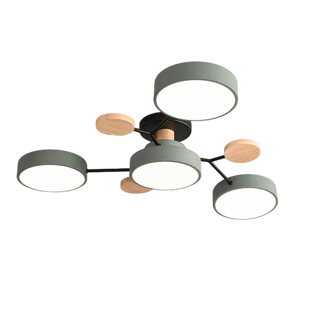 Sputnik Chandelier - Artistic Metal and Wood Ceiling Light for Kids' Rooms