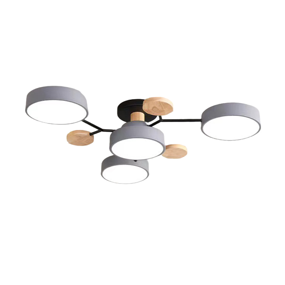 Sputnik Chandelier - Artistic Metal and Wood Ceiling Light for Kids' Rooms