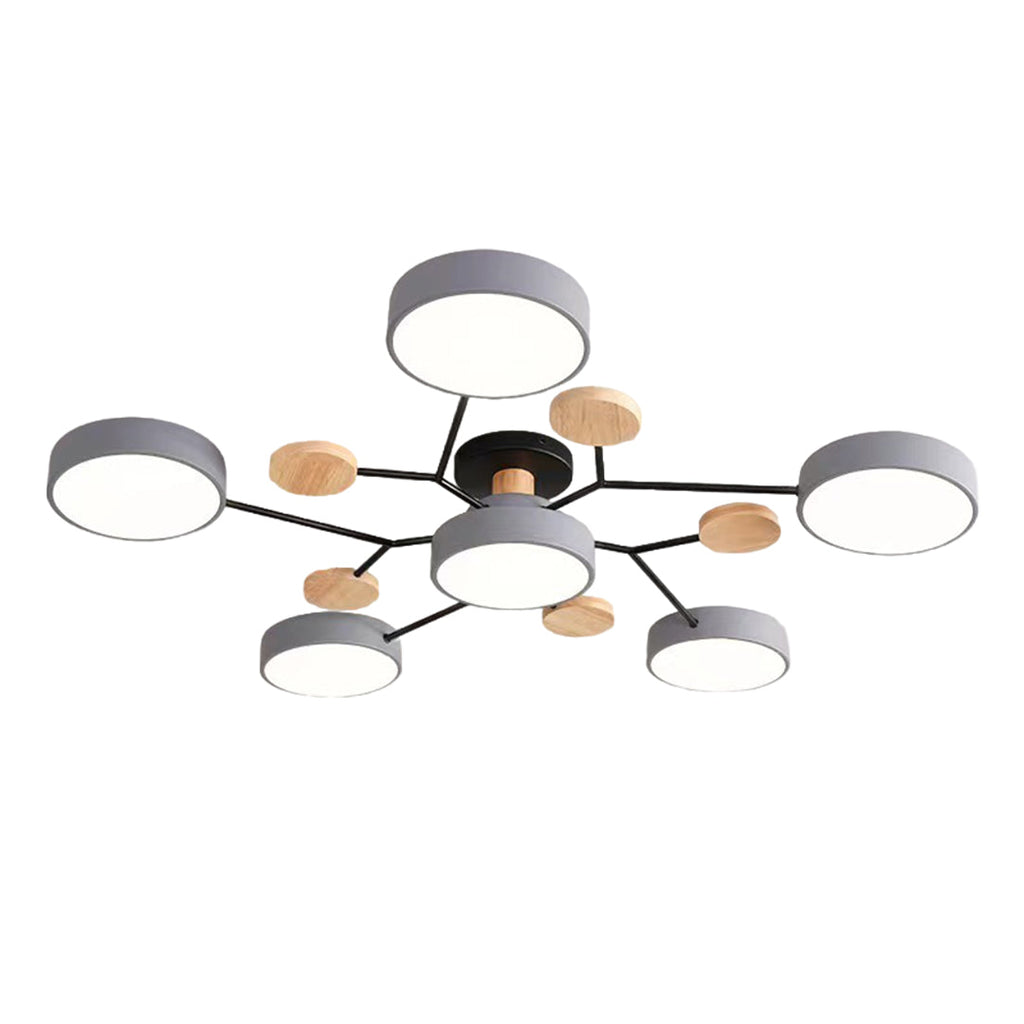 Sputnik Chandelier - Artistic Metal and Wood Ceiling Light for Kids' Rooms
