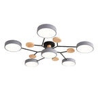 Sputnik Chandelier - Artistic Metal and Wood Ceiling Light for Kids' Rooms