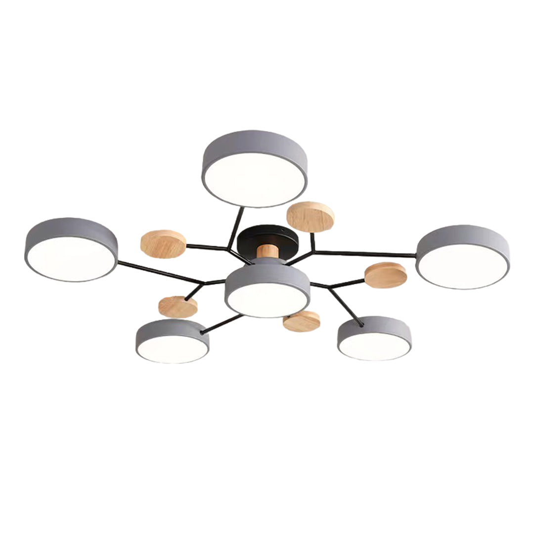 Sputnik Chandelier - Artistic Metal and Wood Ceiling Light for Kids' Rooms