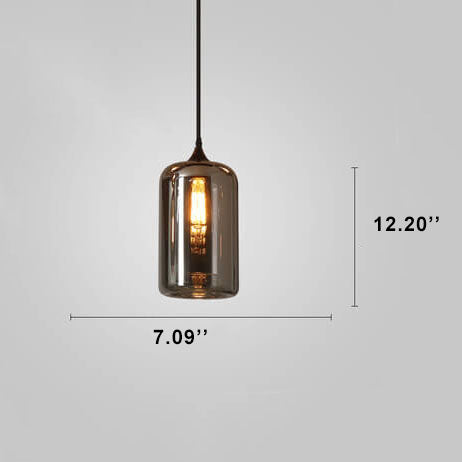 Contemporary Smoke Gray Glass LED Pendant Light