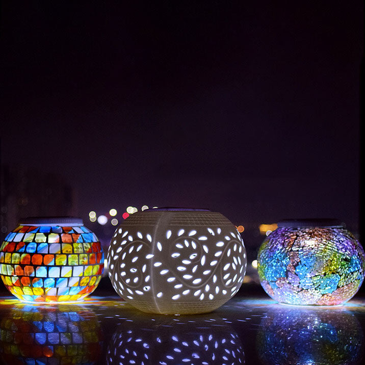 Premium Stained Glass Solar LED Outdoor Garden Light