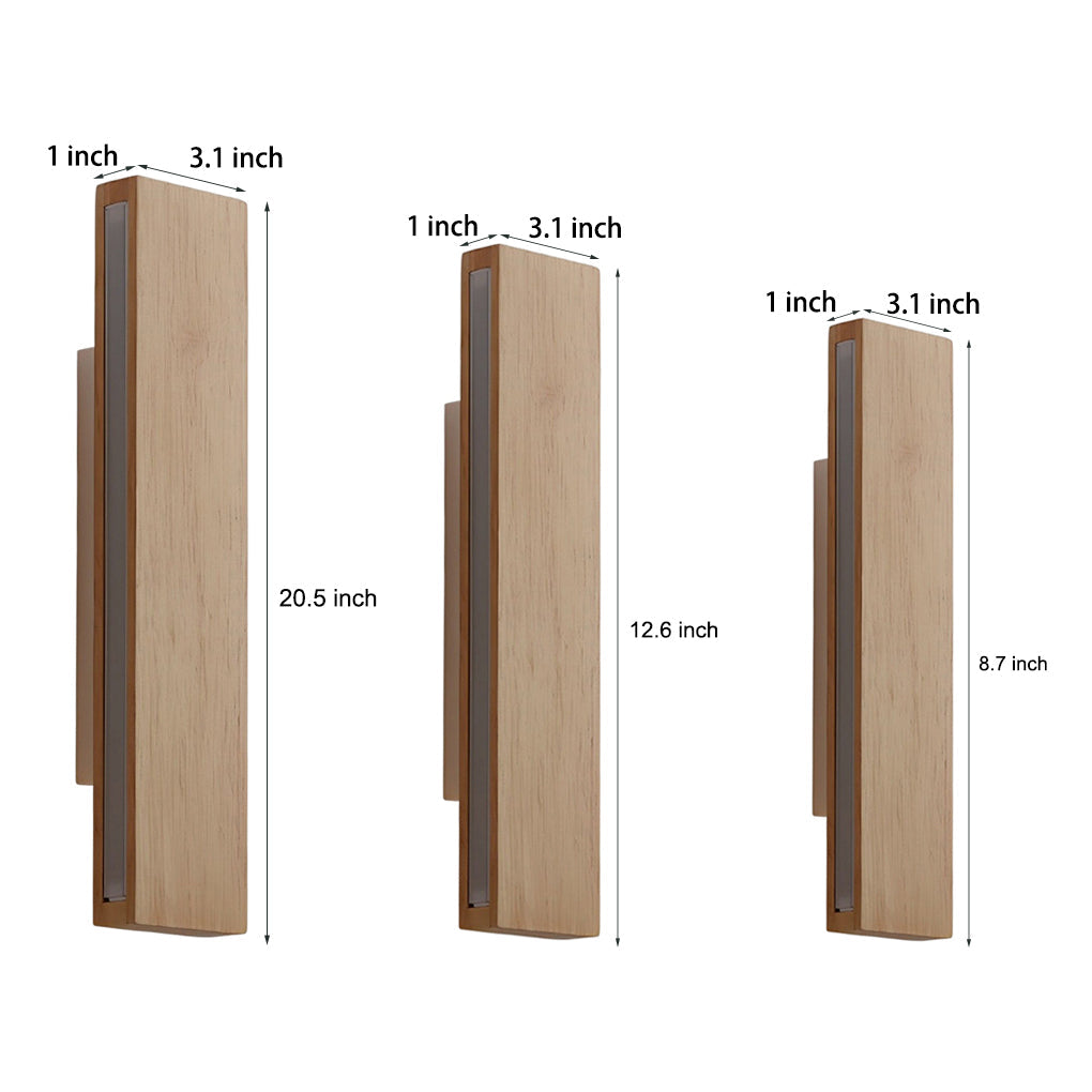 Rotatable Minimalist Rectangular Wood LED Wall Lamp