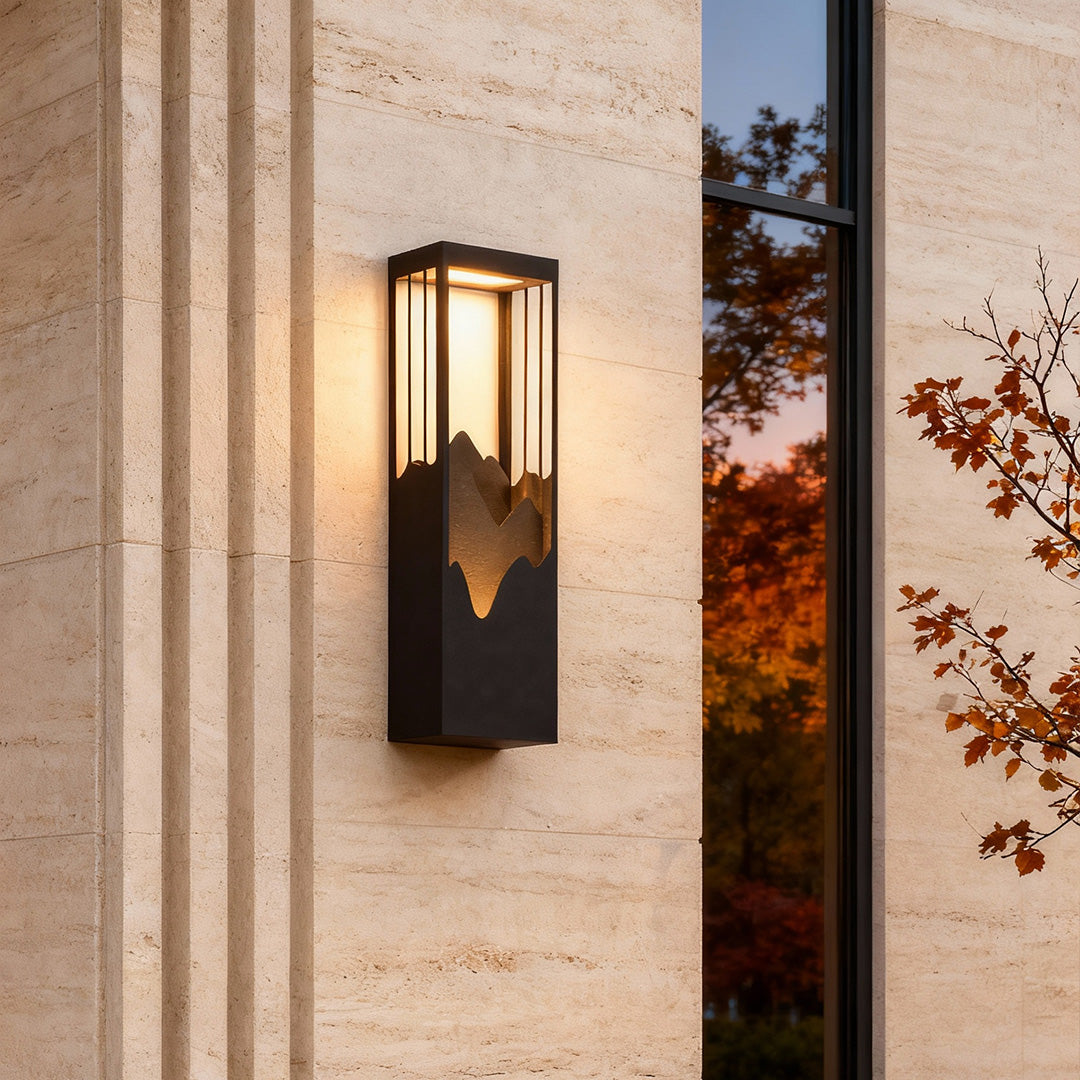 Premium Waterproof Solar Wall Lamp with Mountain Scenery LED Up/Down Lighting