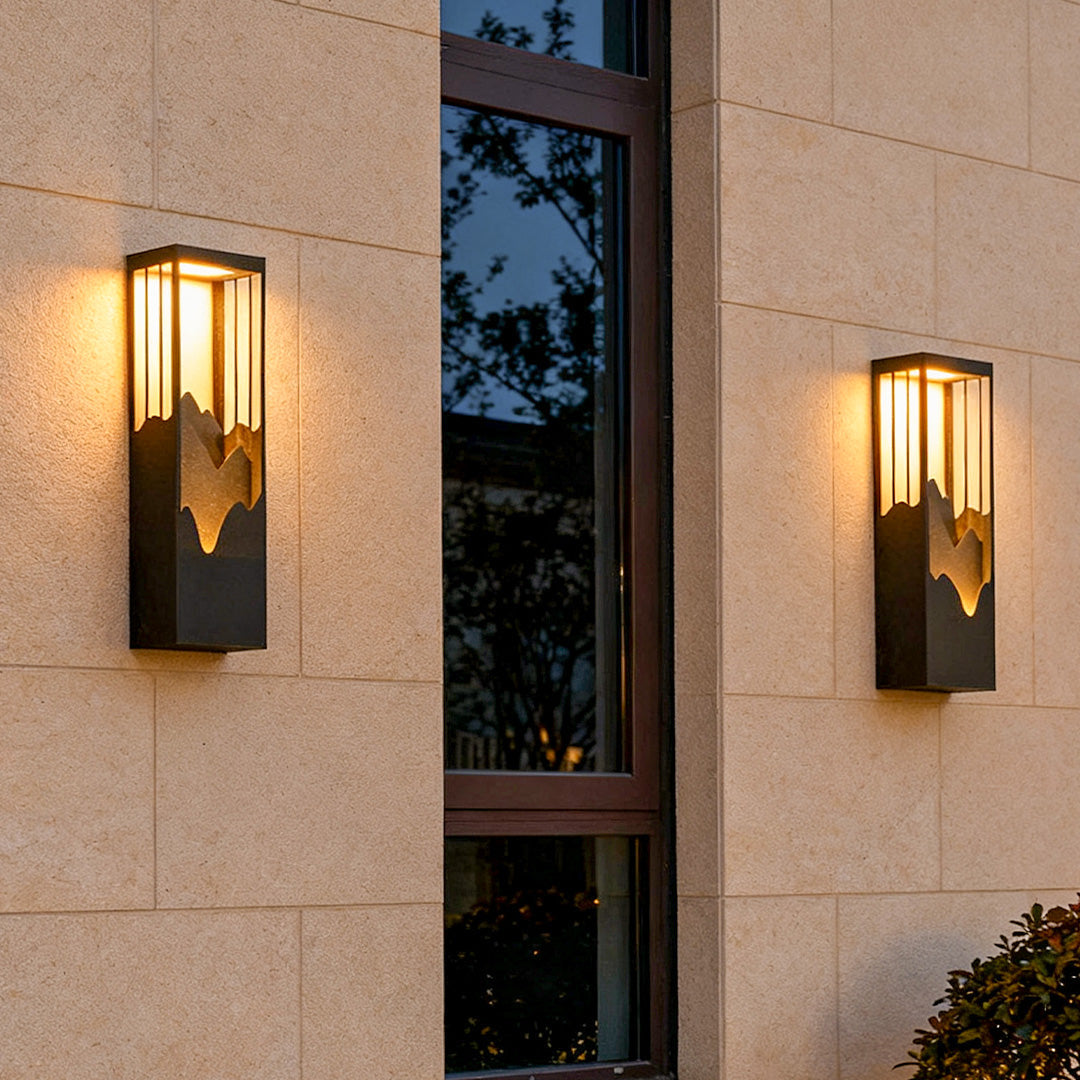 Premium Waterproof Solar Wall Lamp with Mountain Scenery LED Up/Down Lighting