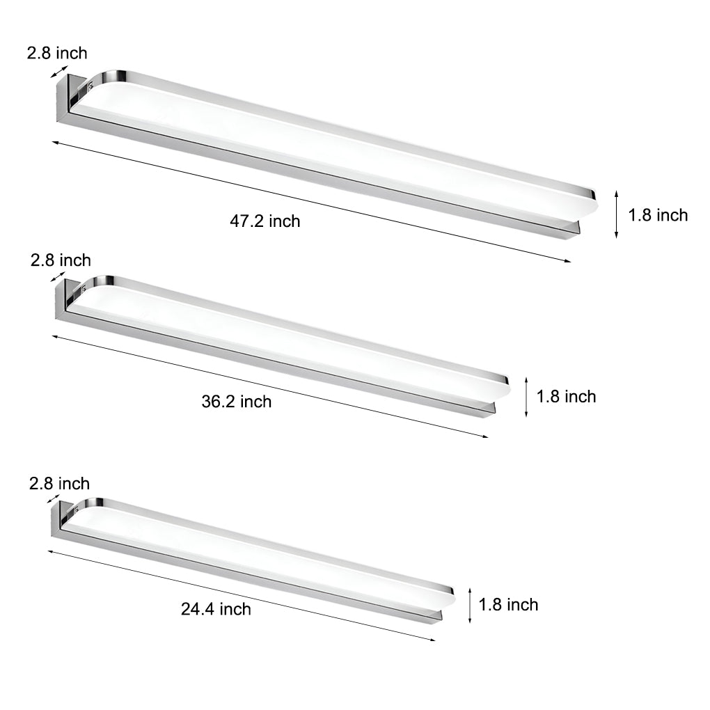 Polished Iron Trim LED Bathroom Vanity Light with Wall-Mounted Panel
