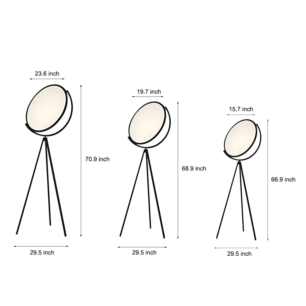Premium Black Metal LED Tripod Floor Lamp with Rotating Design
