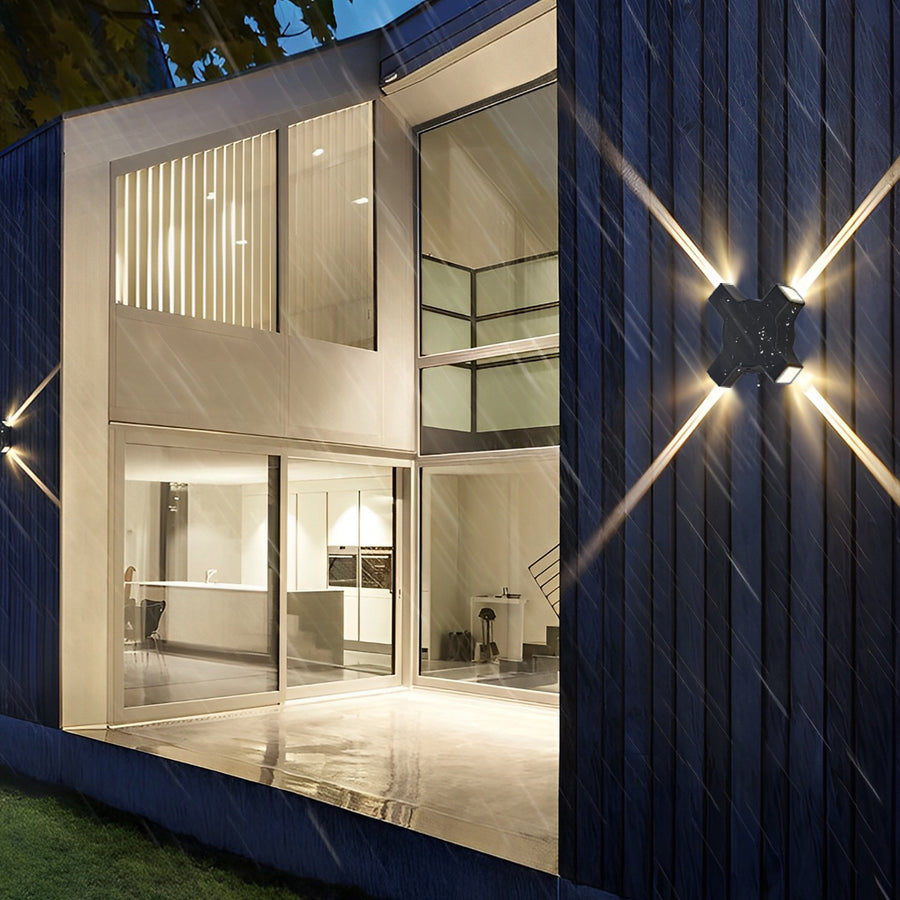 Modern Waterproof Black LED Wall Lamp with Starlight Design