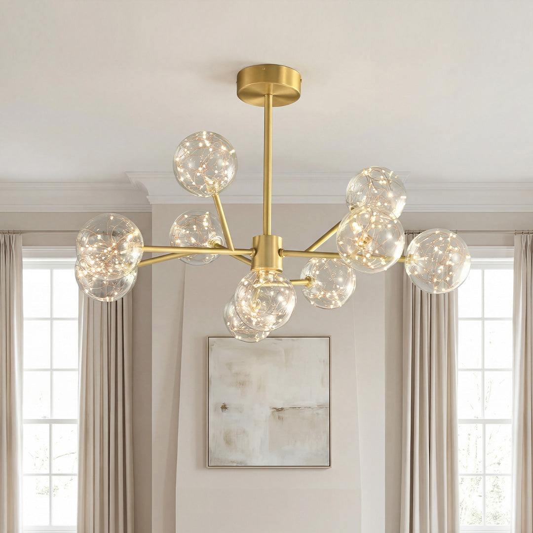 Contemporary Glass Globe Chandelier - Starry Sky Ceiling Light
