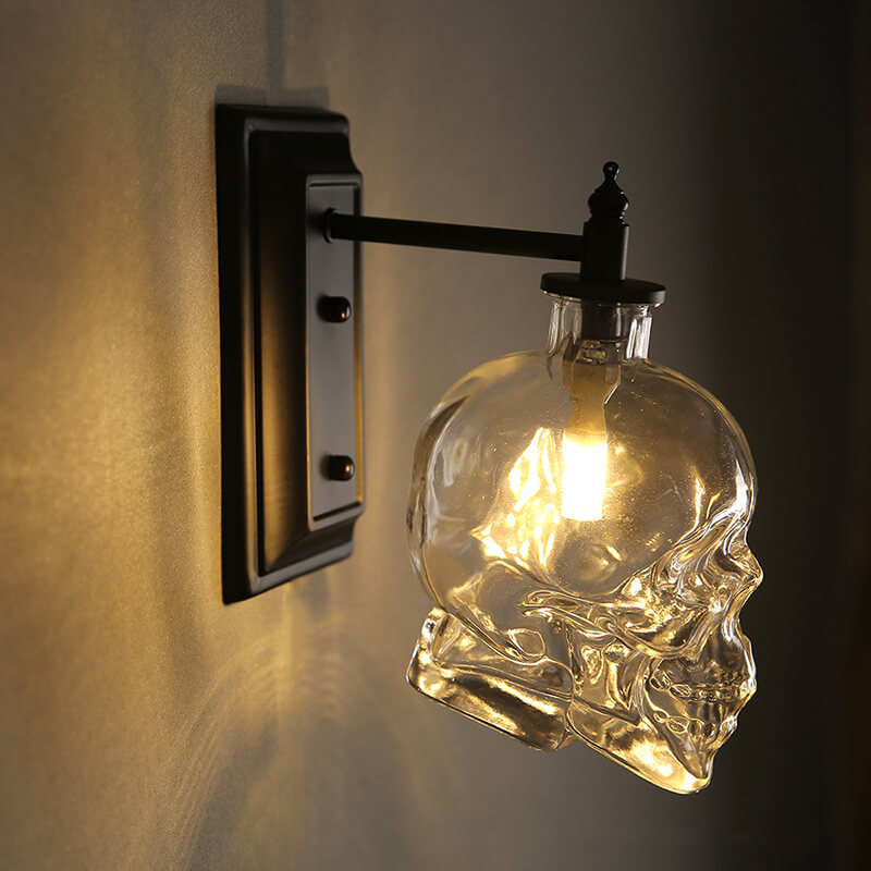 Modern Round Skull Glass Wall Sconce Lamp