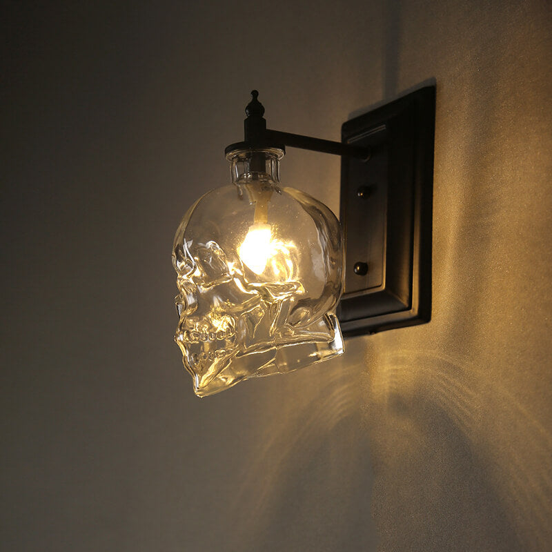 Modern Round Skull Glass Wall Sconce Lamp