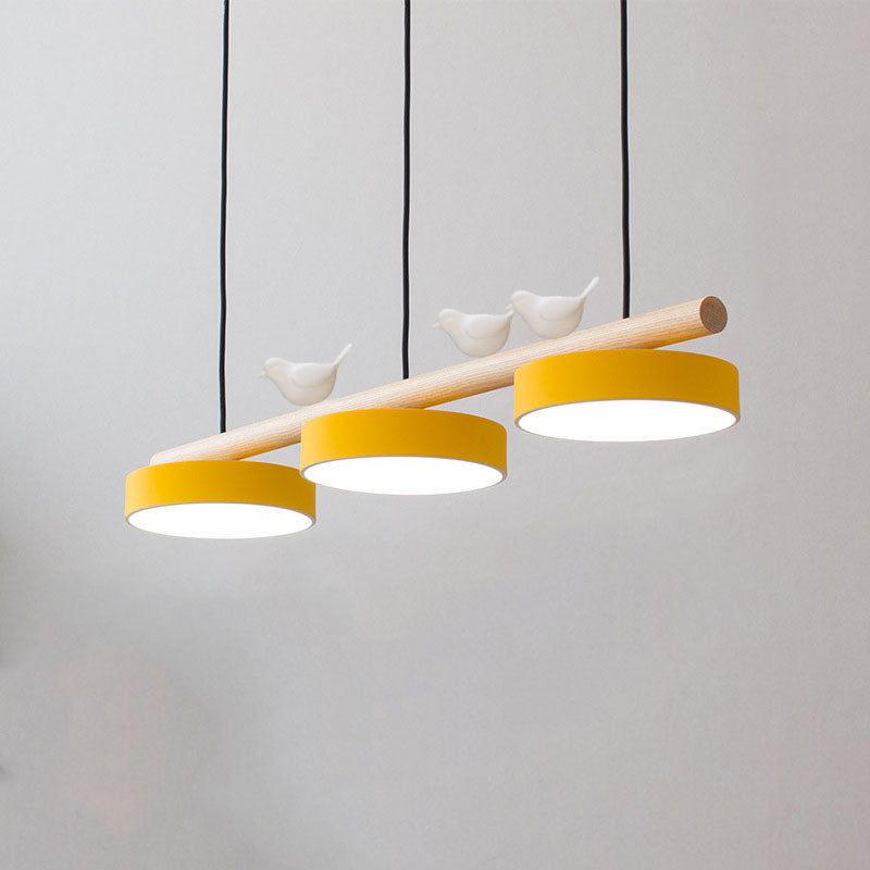 Resin Bird LED Wood Chandelier