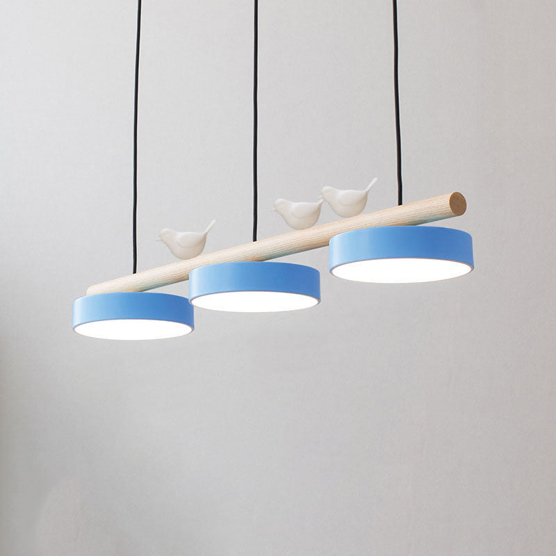Resin Bird LED Wood Chandelier