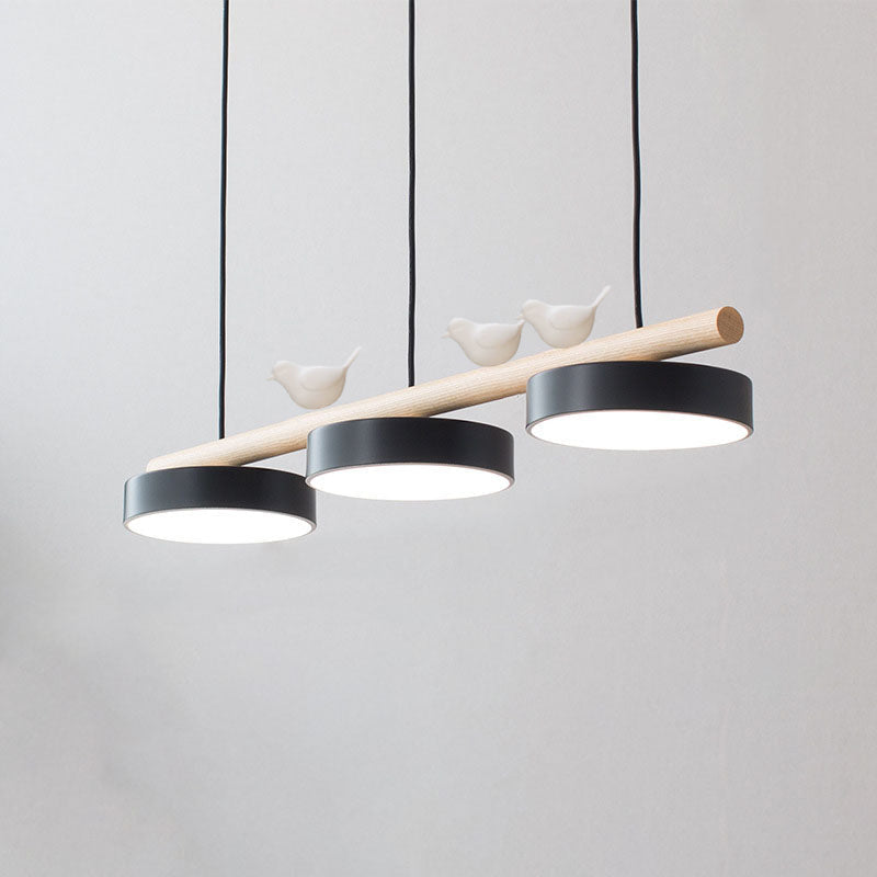 Resin Bird LED Wood Chandelier