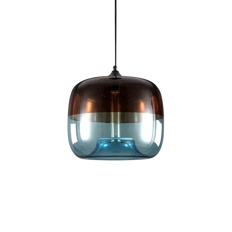 Colorful Retro Glass Drum Pendant Light - 1-Light Fixture