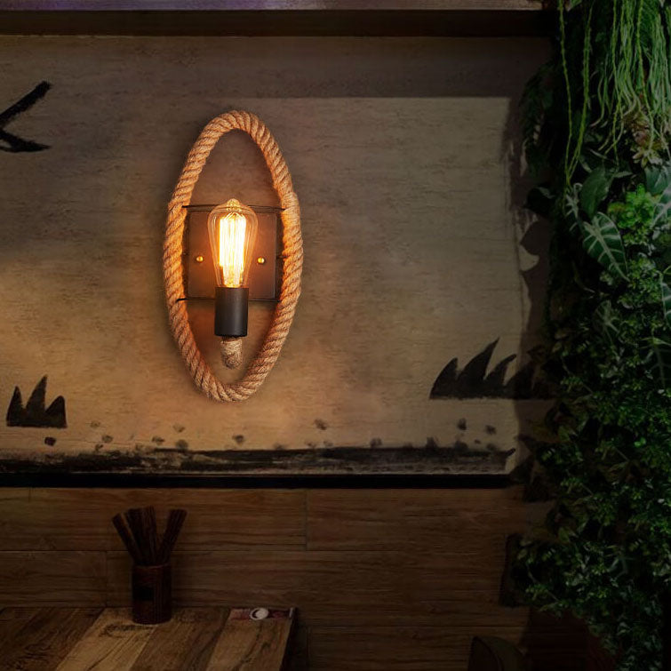 Vintage Hemp Rope 1-Light Wall Sconce