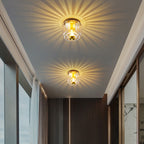 Copper & Glass Sun Flush Mount Light