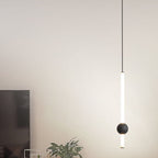 Contemporary Long Cylinder LED Pendant Light with Metal Ball Accent