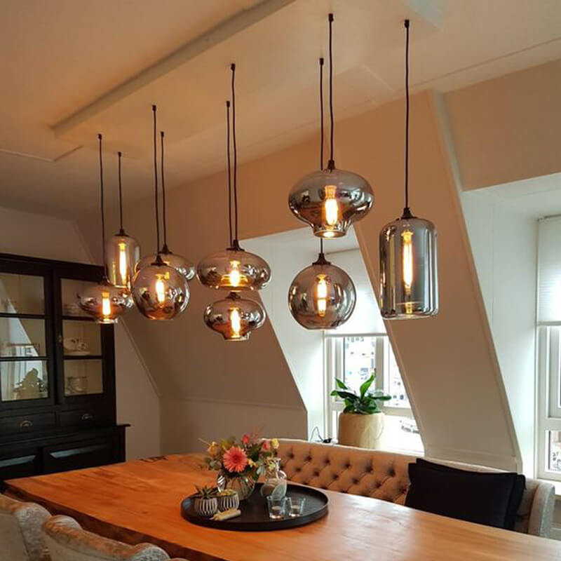 Contemporary Smoke Gray Glass LED Pendant Light