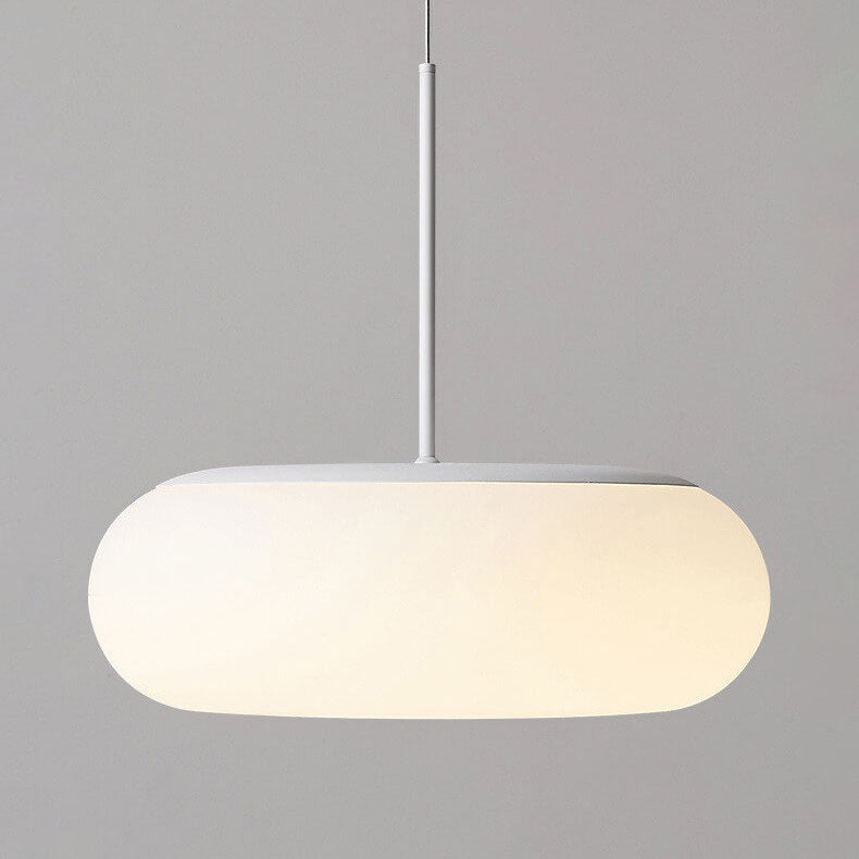 White Minimalist 1-Light LED Drum Pendant Light