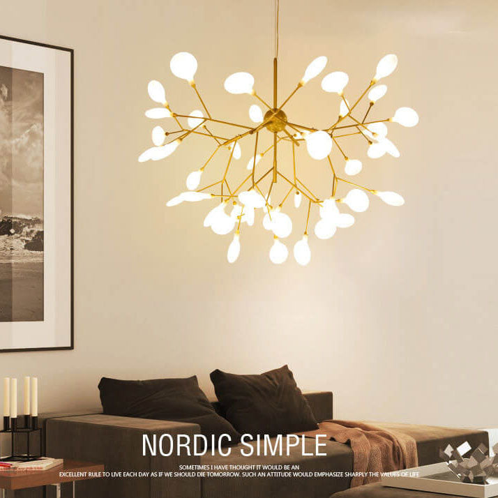 Premium LED Firefly Chandelier with Modern Metal Branch Design - Available in 27 or 36 Lights