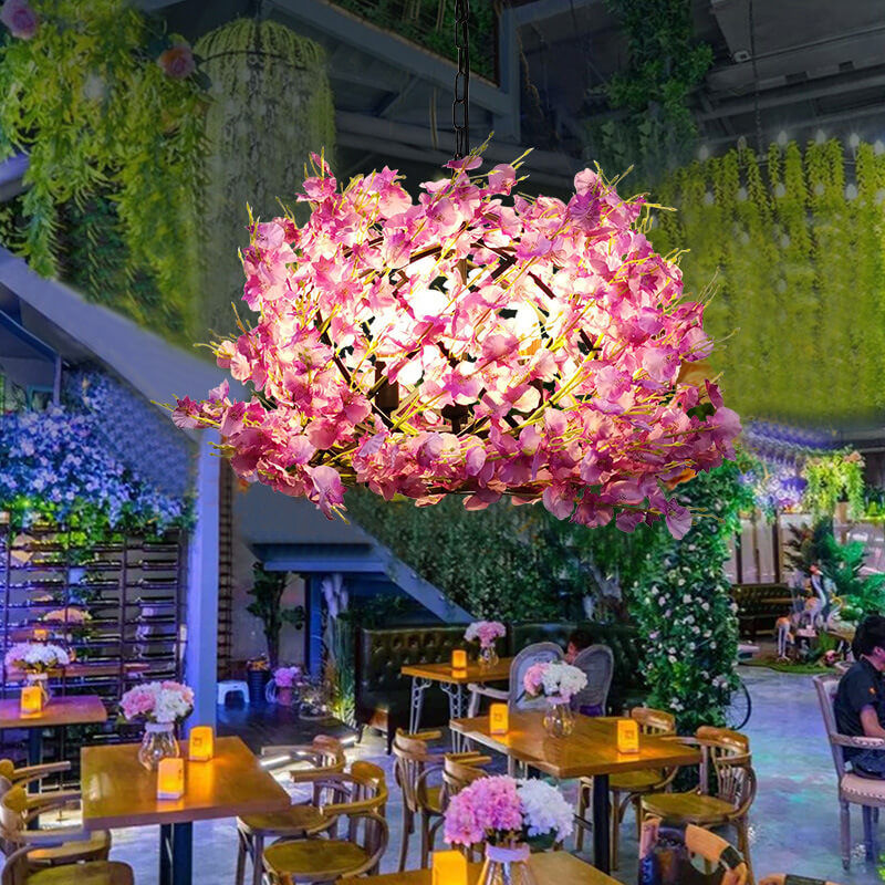 Colorful Floral 3-Light Globe Chandelier