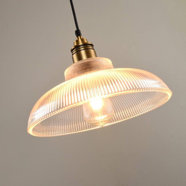 Vintage Striped Glass Pendant Light - 1-Light Fixture