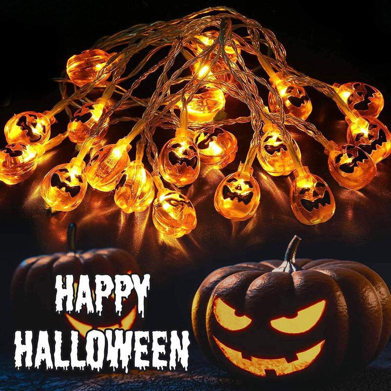 Premium Solar LED Orange Pumpkin String Lights - 10/20
