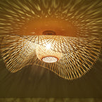 Japanese-Inspired Bamboo 1-Light Flush Mount Ceiling Light