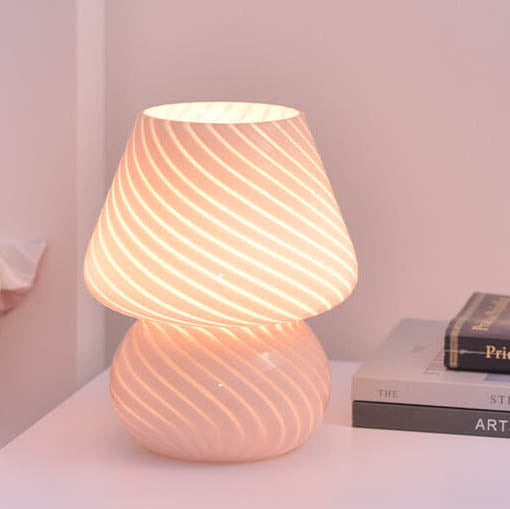 Vintage Glass Mushroom LED Table Lamp - 1-Light Night Light