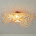Japanese-Inspired Bamboo 1-Light Flush Mount Ceiling Light