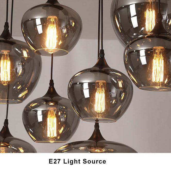 Contemporary Smoke Gray Glass LED Pendant Light