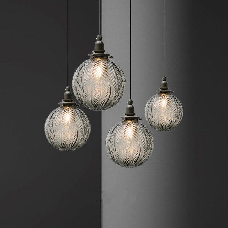 Vintage Lotus Glass Globe Pendant Light
