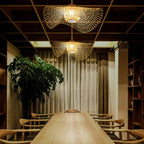 Japanese-Inspired Bamboo 1-Light Flush Mount Ceiling Light