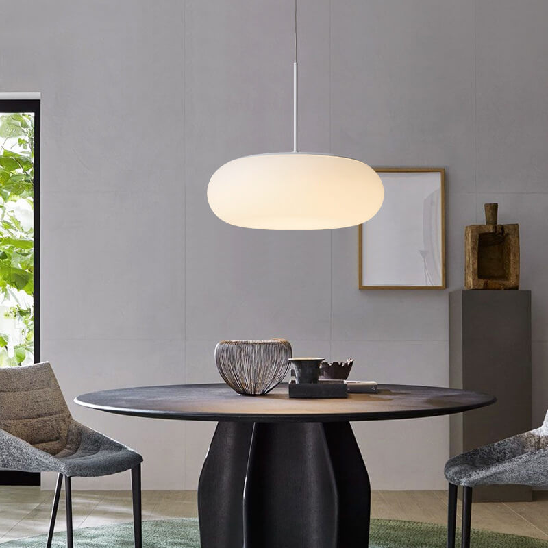 White Minimalist 1-Light LED Drum Pendant Light