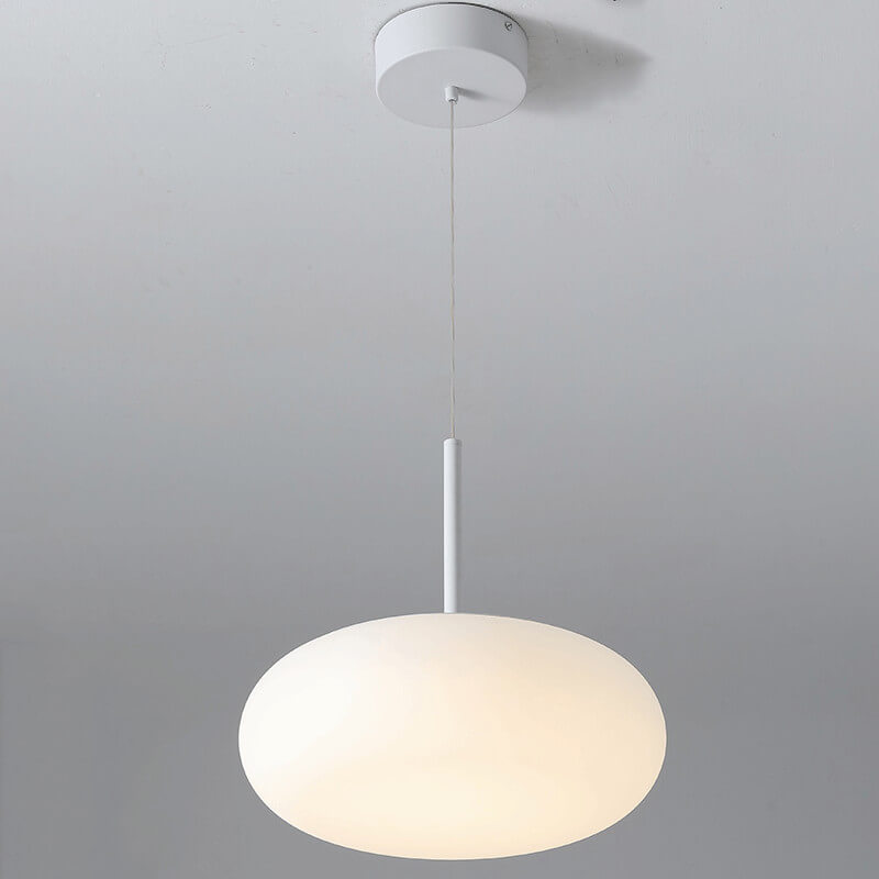 White Minimalist 1-Light LED Drum Pendant Light