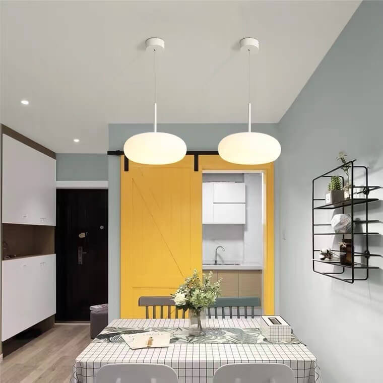 White Minimalist 1-Light LED Drum Pendant Light