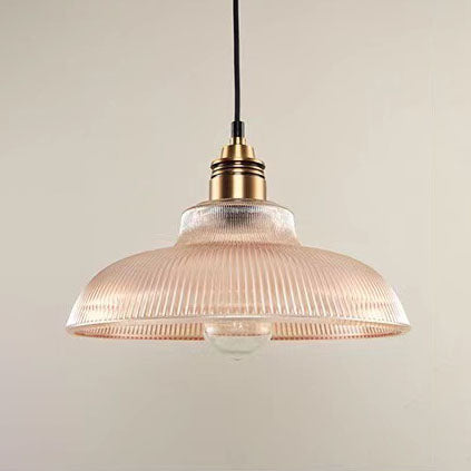 Vintage Striped Glass Pendant Light - 1-Light Fixture