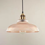 Vintage Striped Glass Pendant Light - 1-Light Fixture