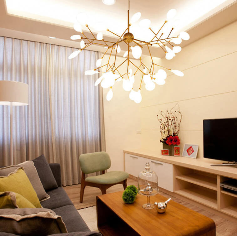 Premium LED Firefly Chandelier with Modern Metal Branch Design - Available in 27 or 36 Lights