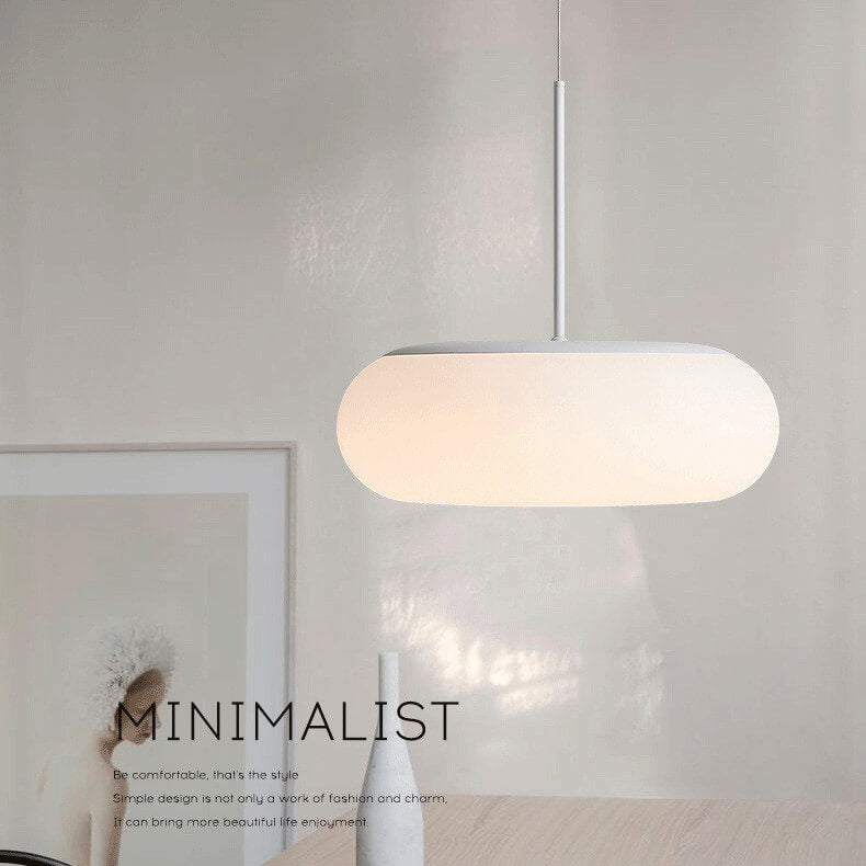 White Minimalist 1-Light LED Drum Pendant Light
