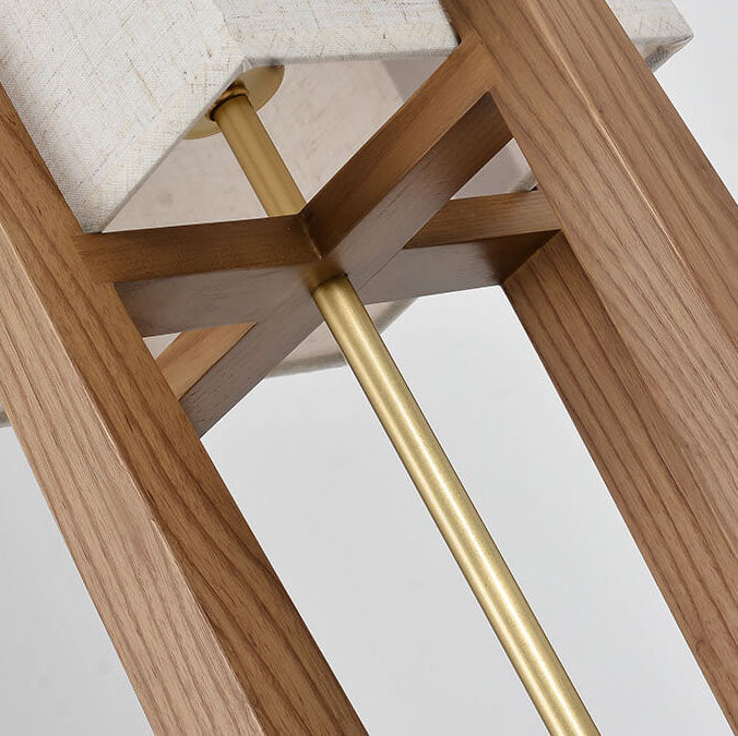 Contemporary Solid Wood 1-Light Floor Lamp with Fabric Shade