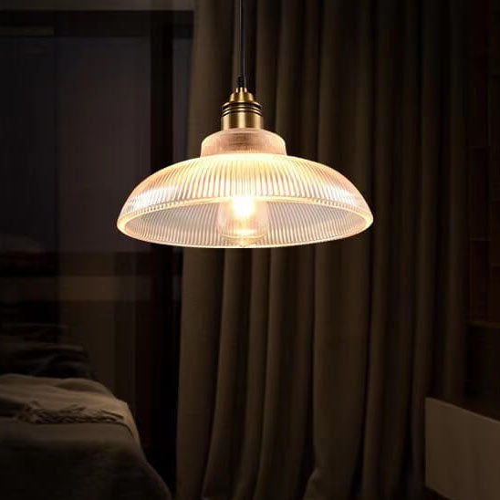 Vintage Striped Glass Pendant Light - 1-Light Fixture