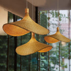 Bamboo Woven Straw Hat Pendant Light - 1-Light Fixture