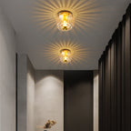 Copper & Glass Sun Flush Mount Light