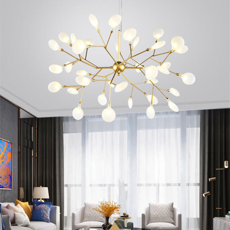 Premium LED Firefly Chandelier with Modern Metal Branch Design - Available in 27 or 36 Lights