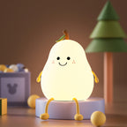 Silicone Pear LED Night Light - USB Table Lamp