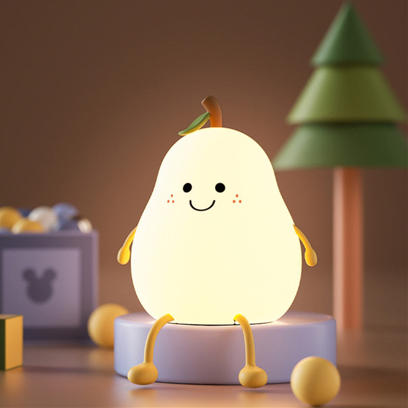 Silicone Pear LED Night Light - USB Table Lamp